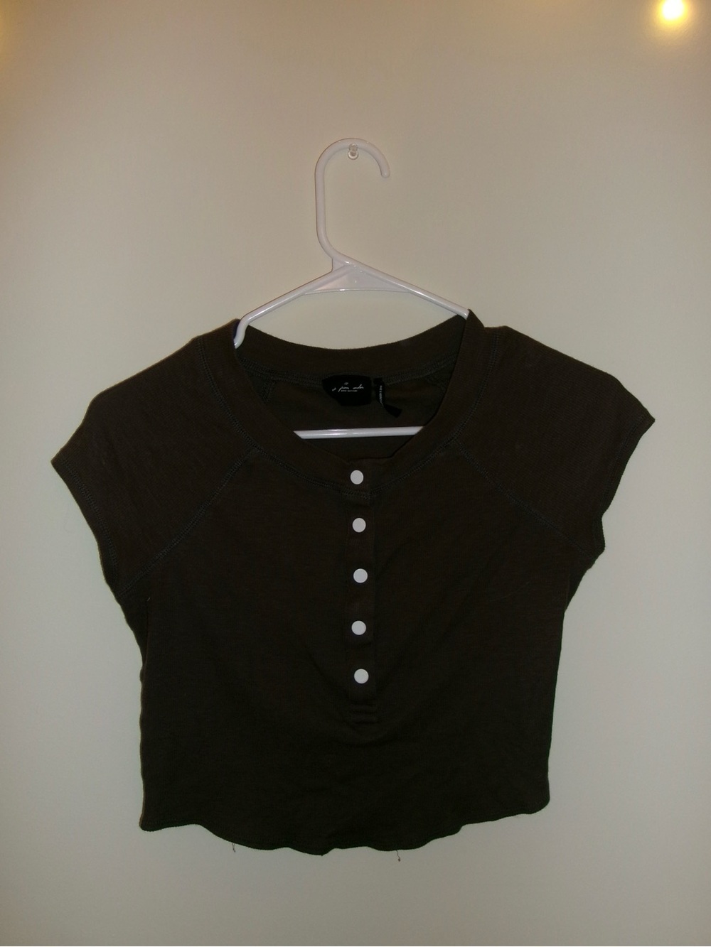 Urban Outfitters Brown Short-Sleeve Henley Crop Top